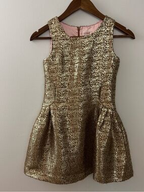 Cat & Jack Gold Sparkle Sleeveless Girls' Party Dress Size M (7/8)